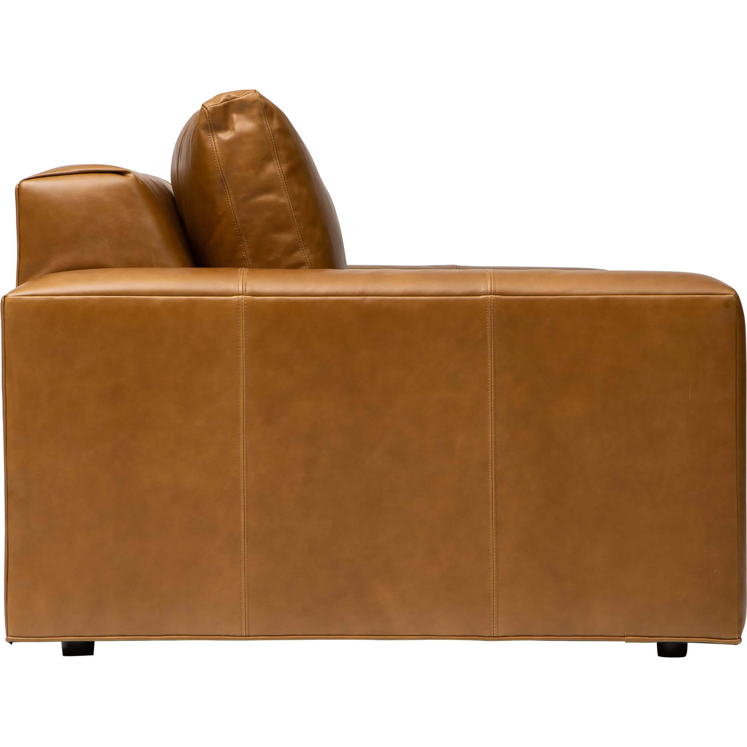 Halston Leather Sofa, Libby Amaretto