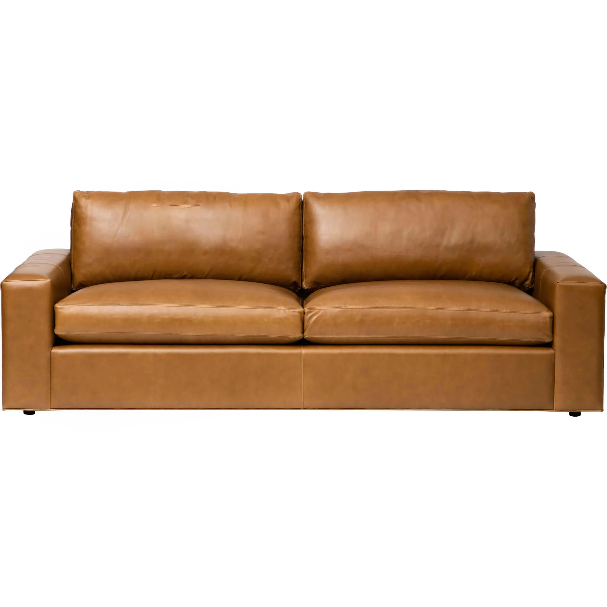 Halston Leather Sofa, Libby Amaretto