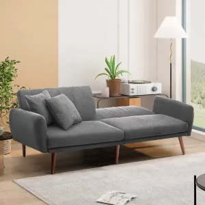 Homrest Convertible Linen Fabric Folding Recliner Futon Modern Adjustable Sleeper Sofa Loveseat Daybed for Living Room(Grey)