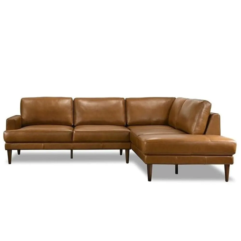 Irina L Shape 6 Seater Leatherette Sectional Sofa for Living Room - Brown