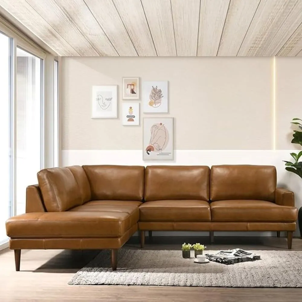 Irina L Shape 6 Seater Leatherette Sectional Sofa for Living Room - Brown