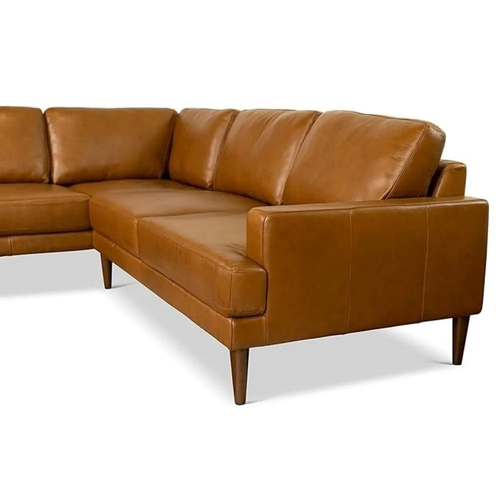 Irina L Shape 6 Seater Leatherette Sectional Sofa for Living Room - Brown