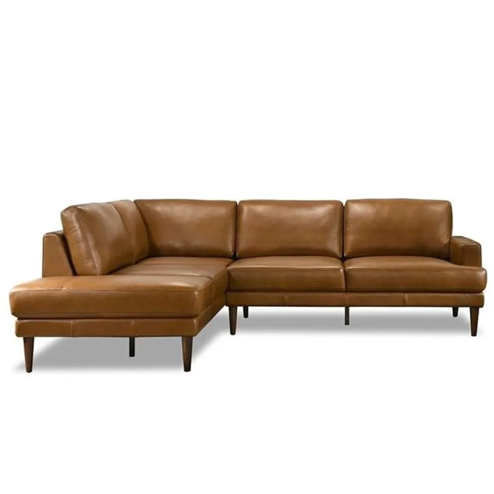 Irina L Shape 6 Seater Leatherette Sectional Sofa for Living Room - Brown