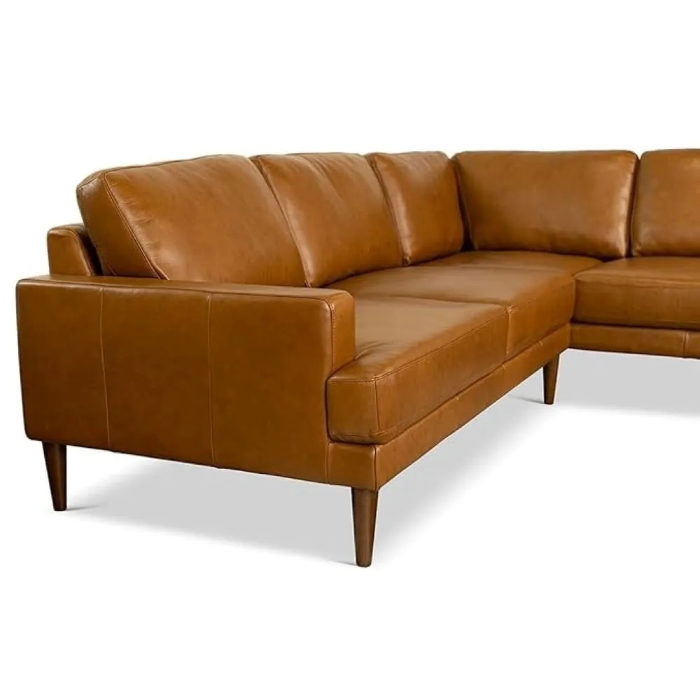 Irina L Shape 6 Seater Leatherette Sectional Sofa for Living Room - Brown