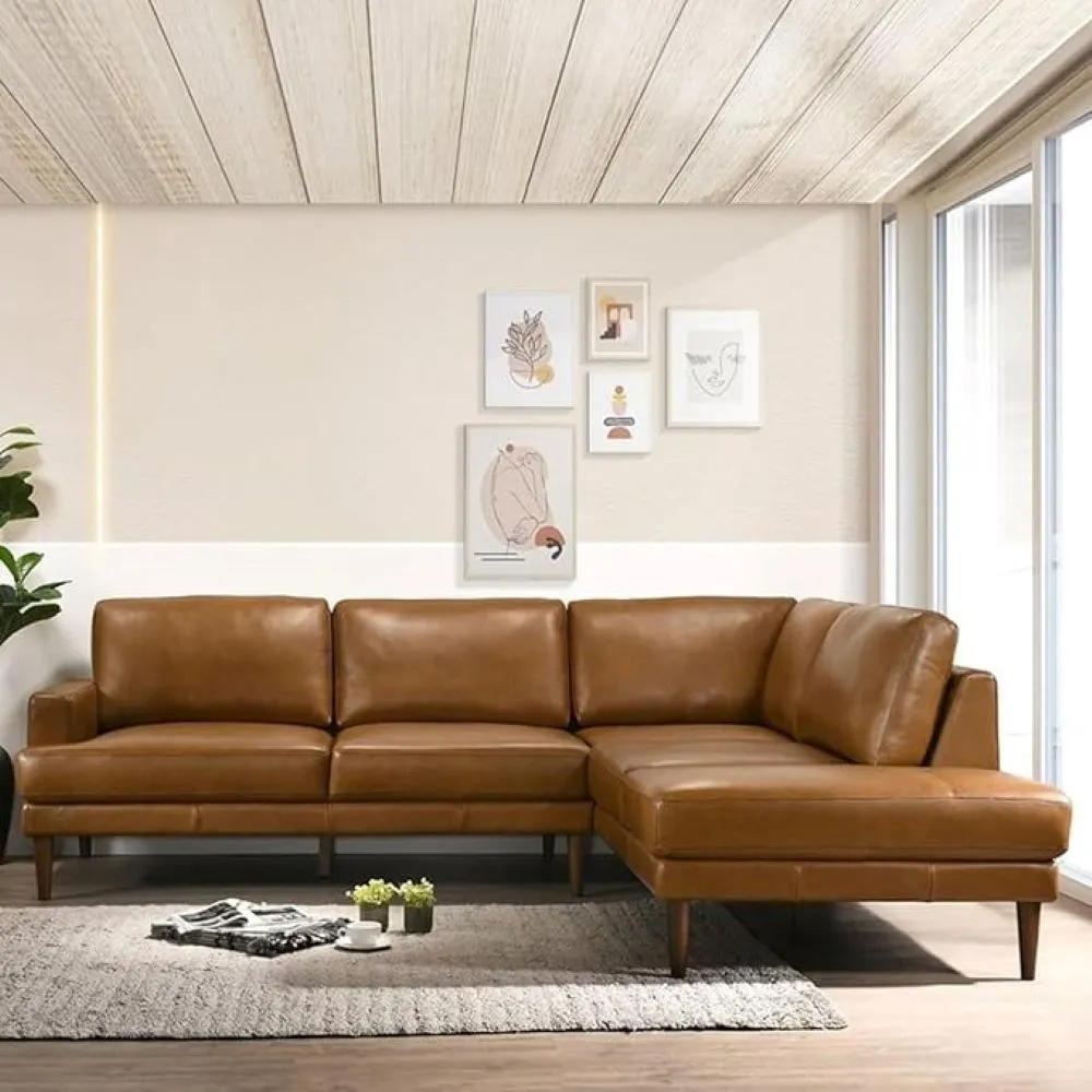 Irina L Shape 6 Seater Leatherette Sectional Sofa for Living Room - Brown