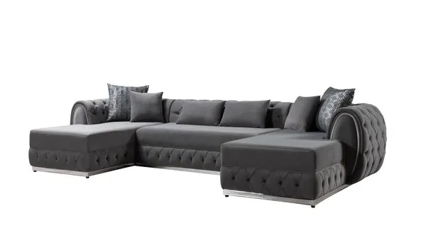 Jessie Velvet Double Chaise Sectional