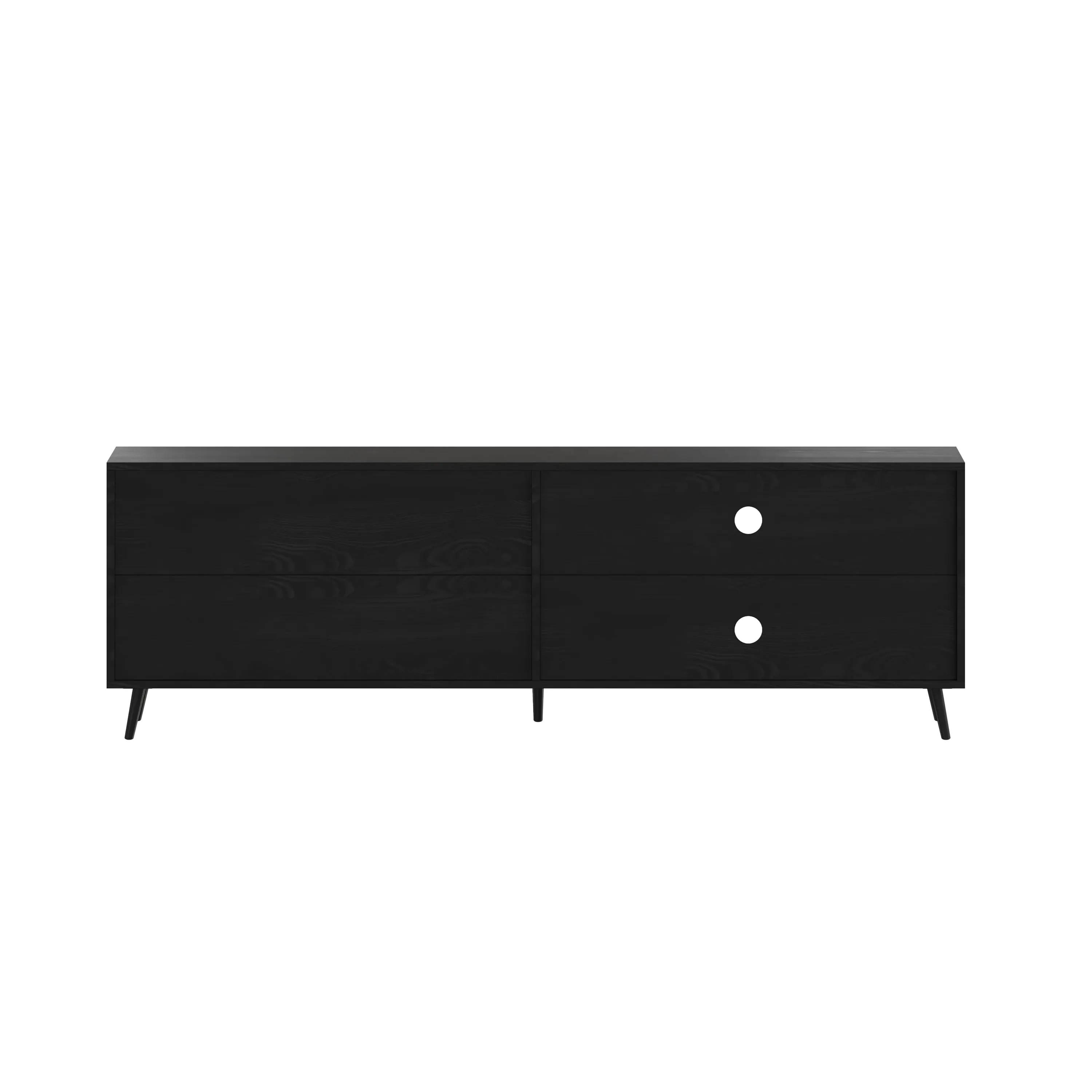 June 65" Mid Century Modern Media Console with Adjustable Shelf and Storage Drawers