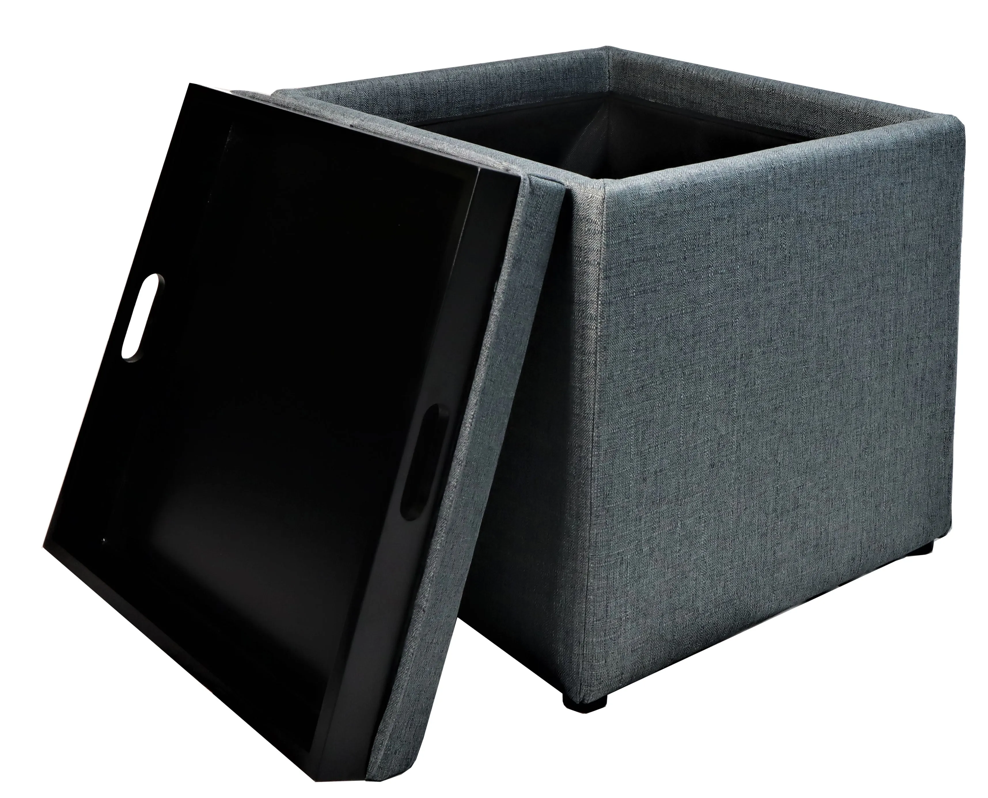 Kas Tray Top Grey Storage Ottoman