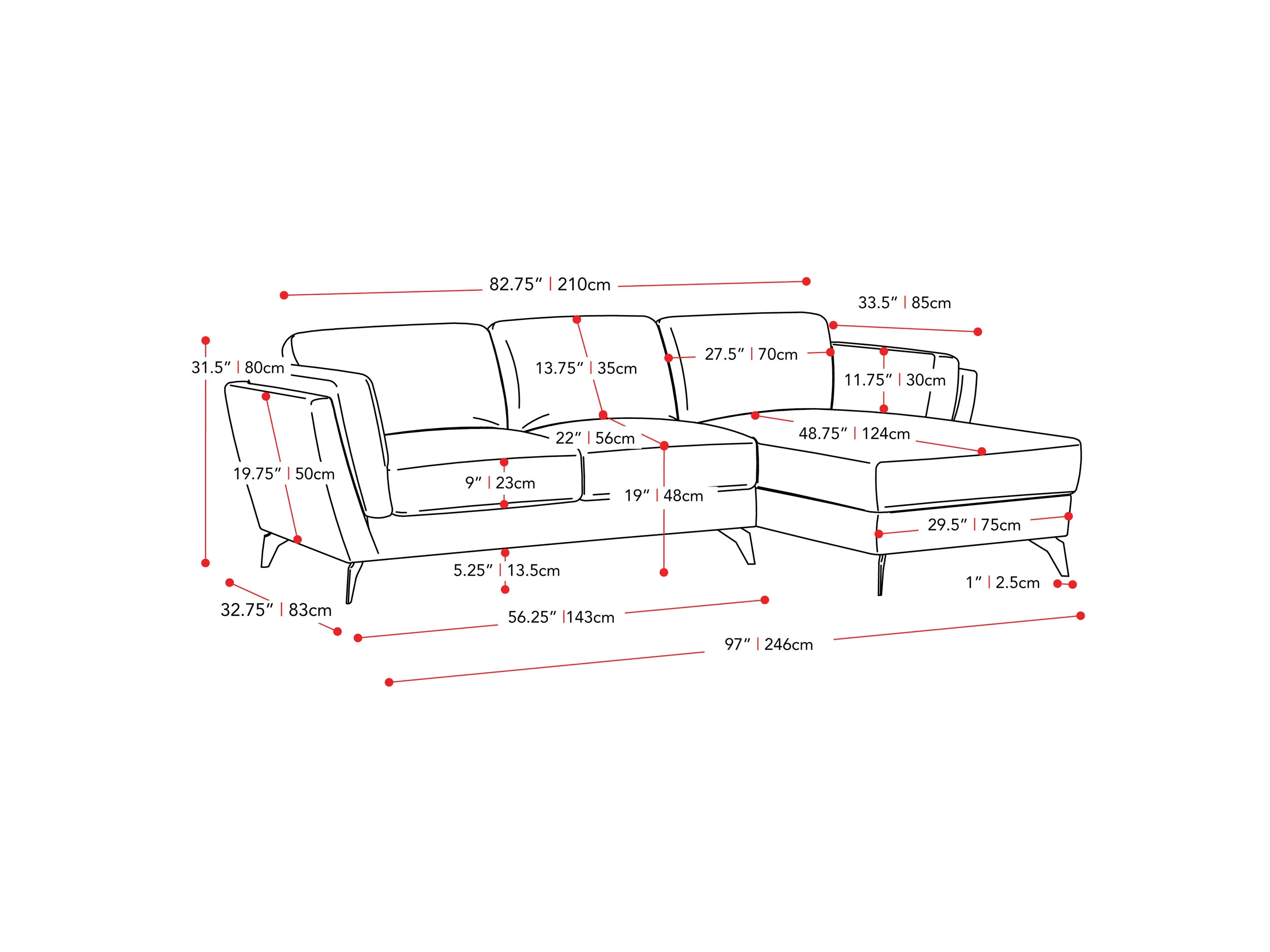 L Shaped Sofa, Right Facing