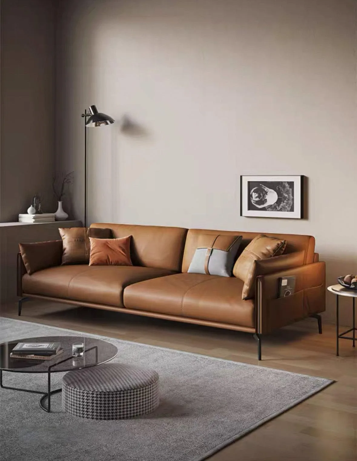 Laurent Genuine Cowhide Leather Sofa