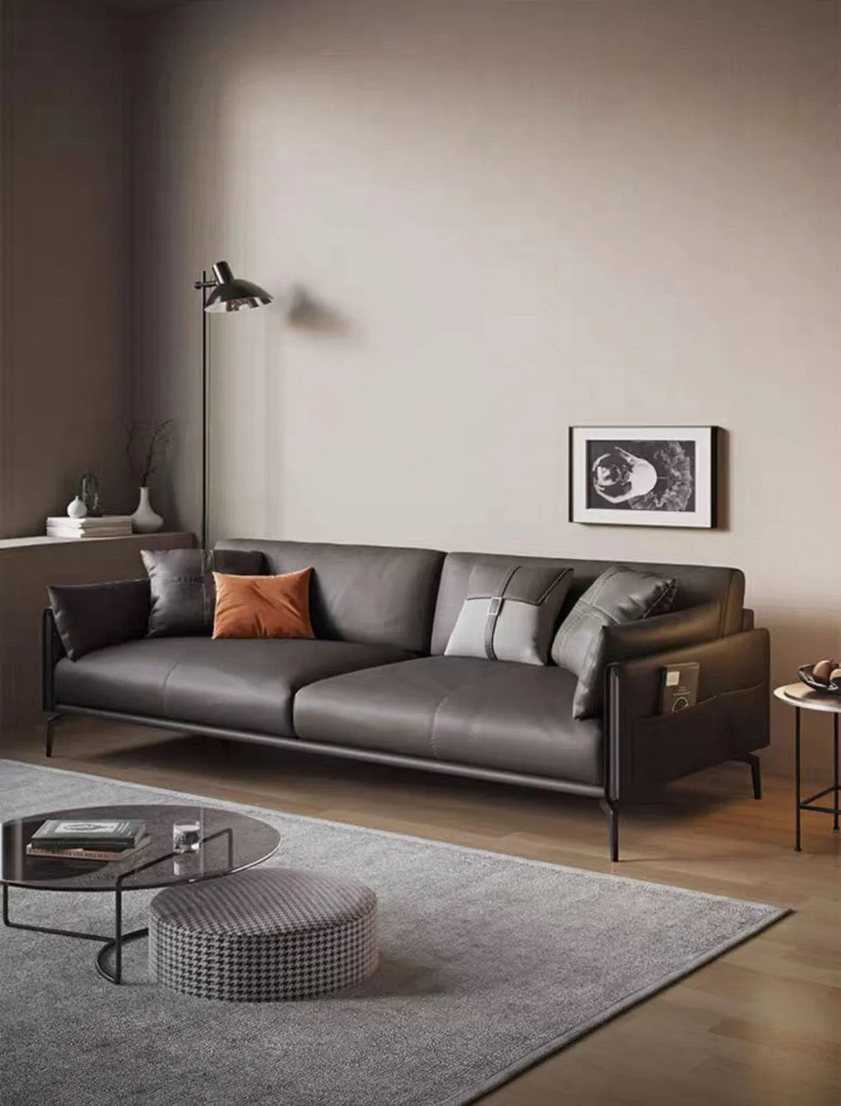 Laurent Genuine Cowhide Leather Sofa