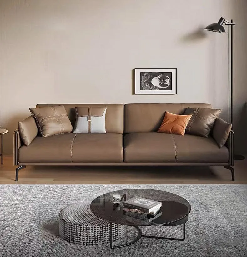 Laurent Genuine Cowhide Leather Sofa