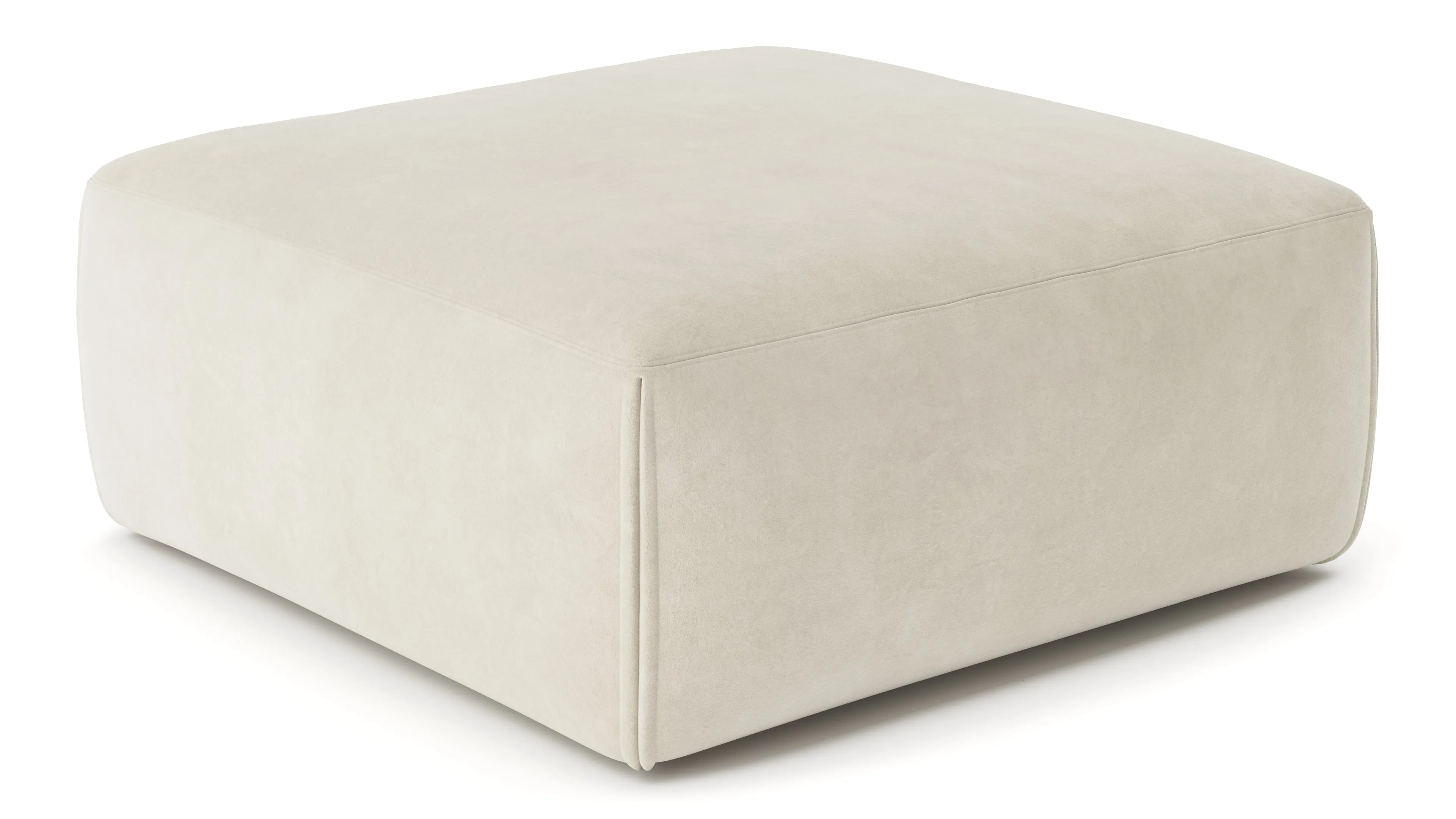 Le Mura - Le Mura Ottoman, Eggshell Vegan Suede