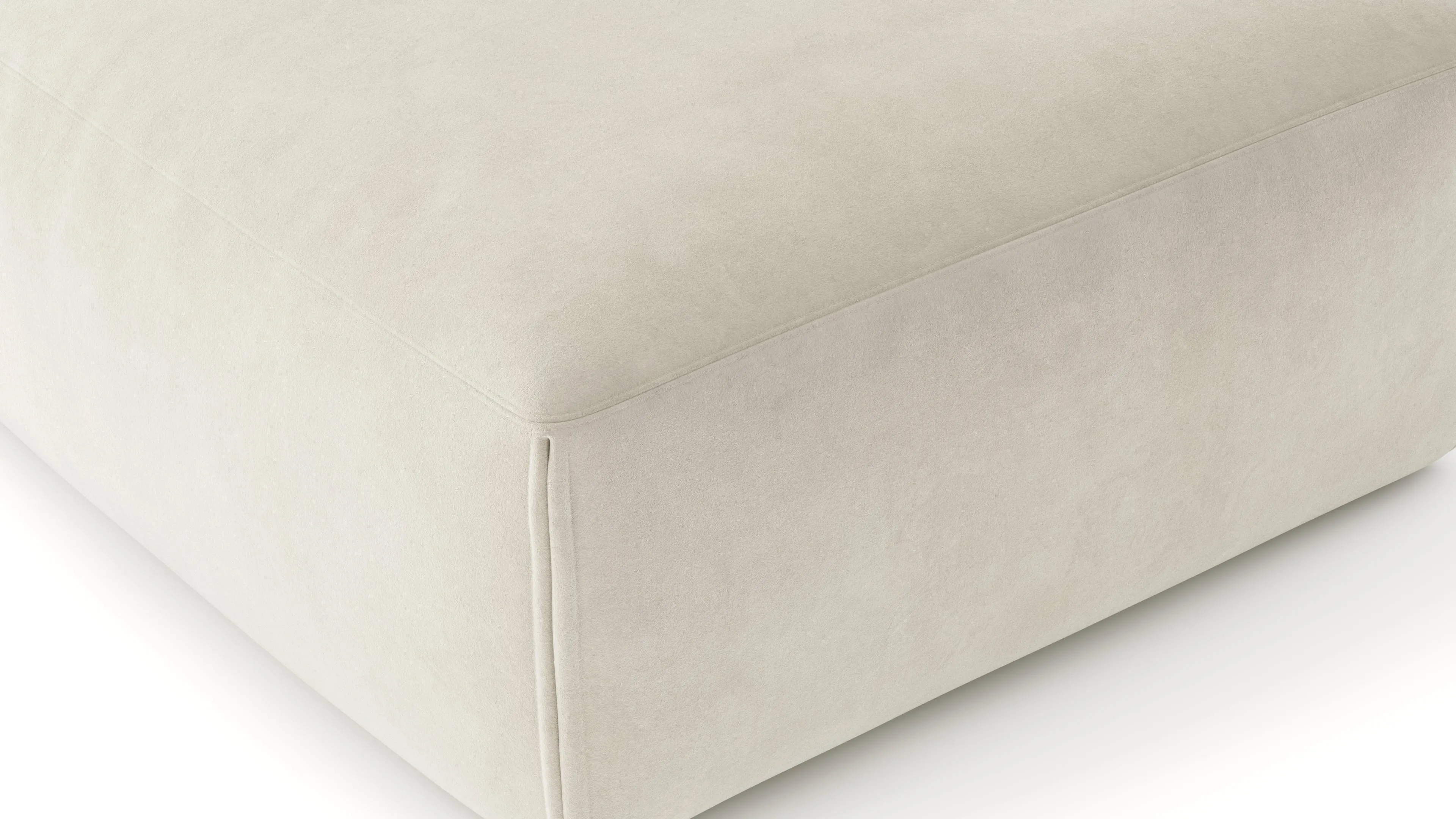 Le Mura - Le Mura Ottoman, Eggshell Vegan Suede