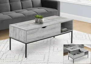 Lift-Top Coffee Table, 42" L, Rectangular, Grey, Black Metal - Contemporary & Modern