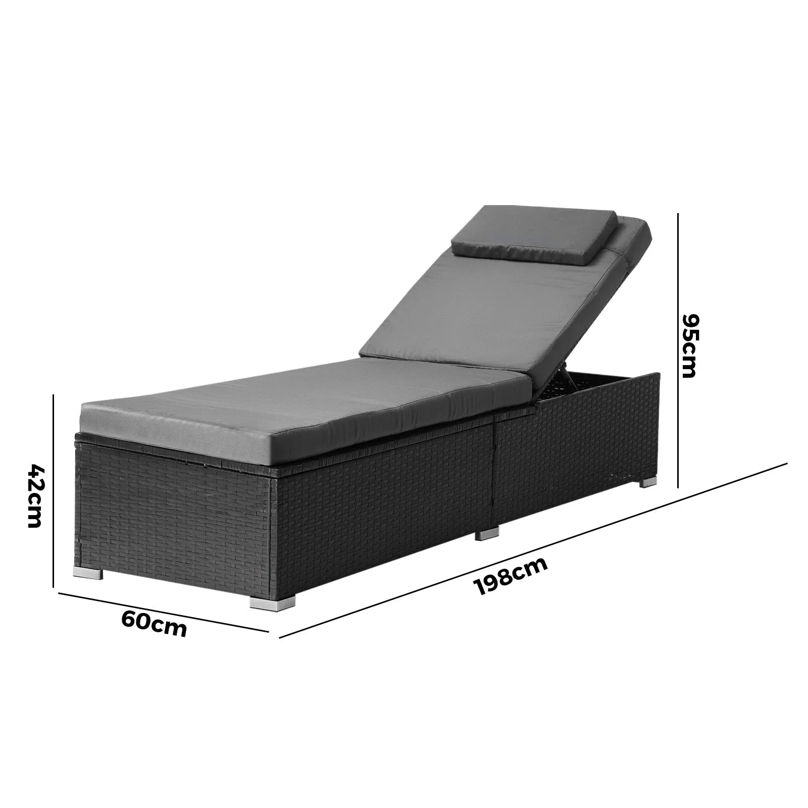 Livsip Sun Lounge Wicker Lounger Patio Furniture Outdoor Setting Day Bed