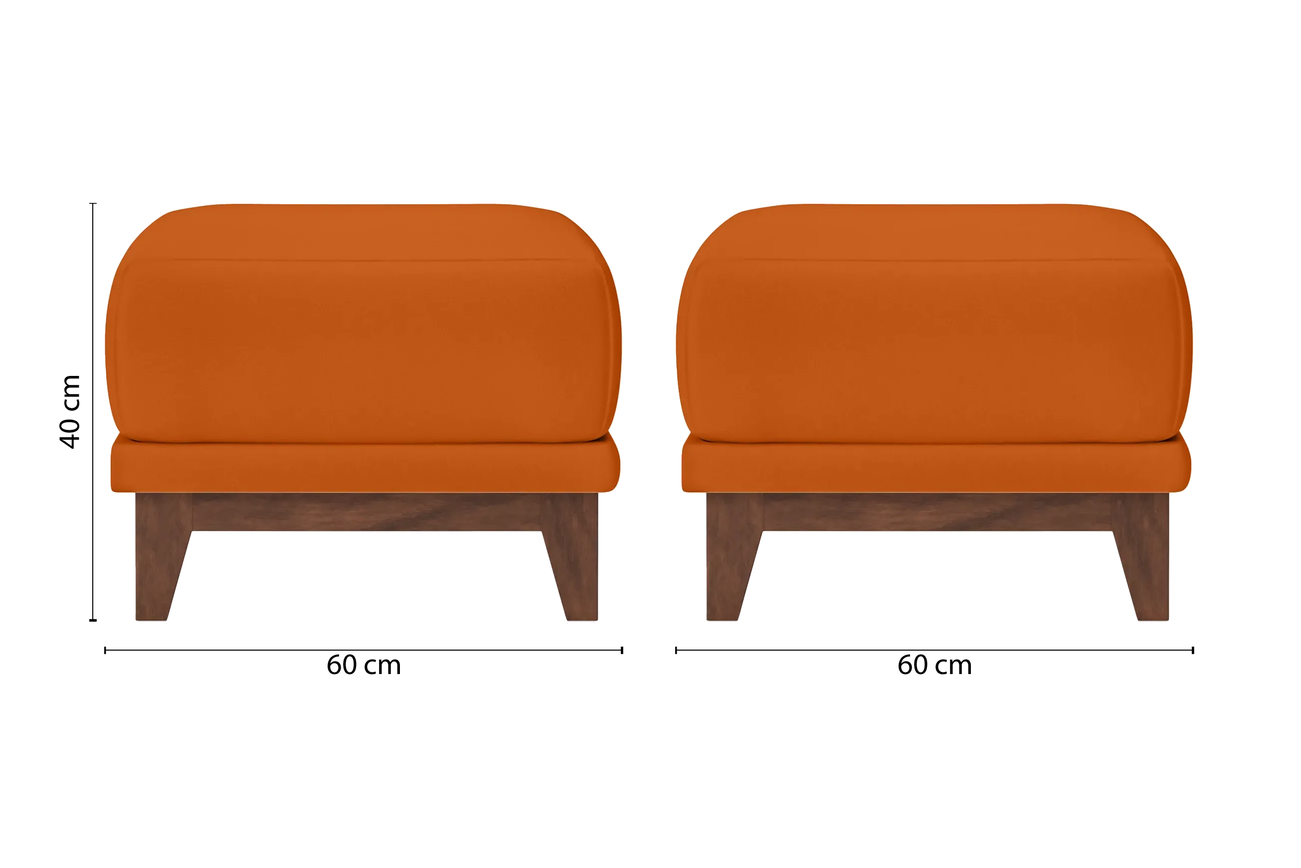 Lucca Ottoman Orange Leather