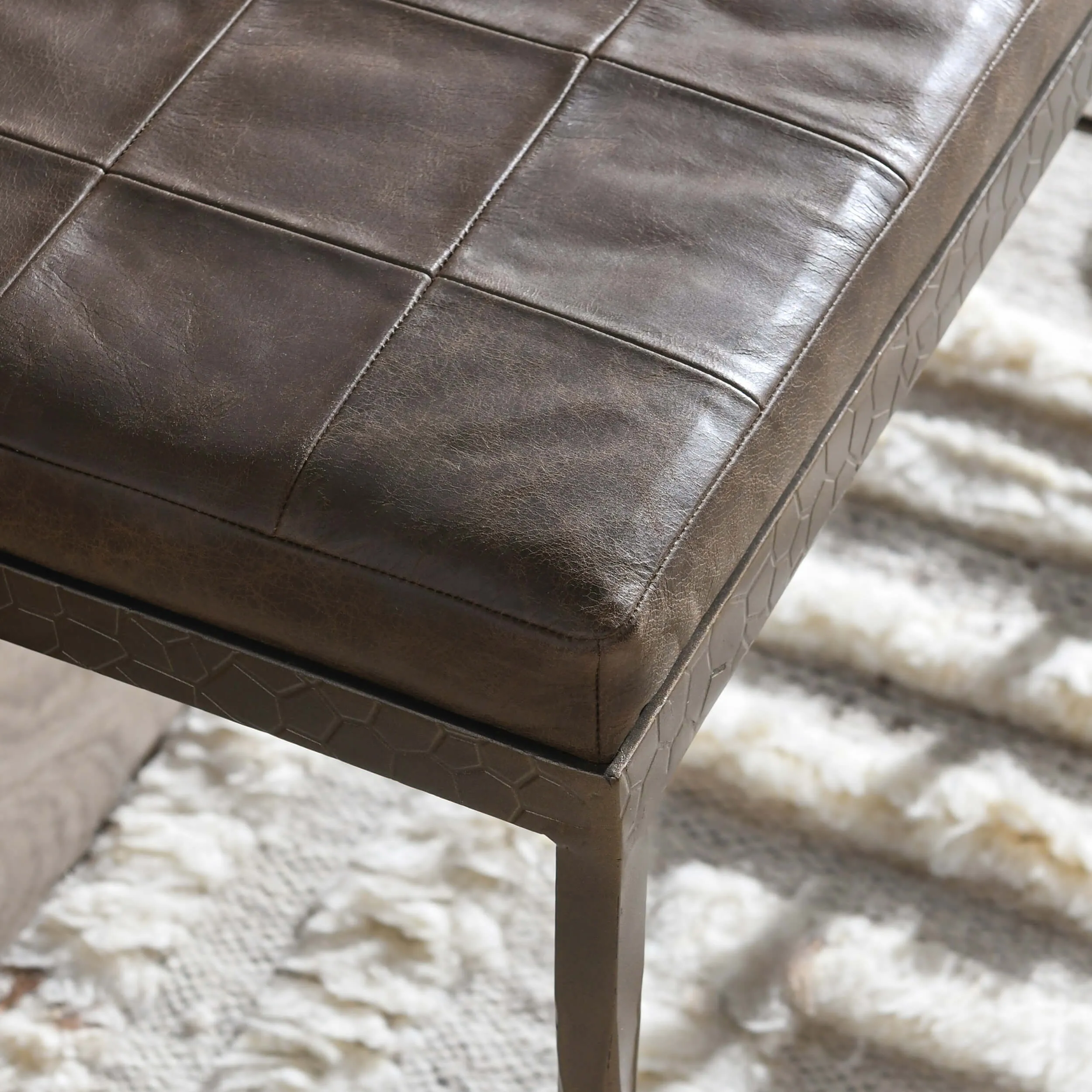 Malo Leather Bench, Cocoa