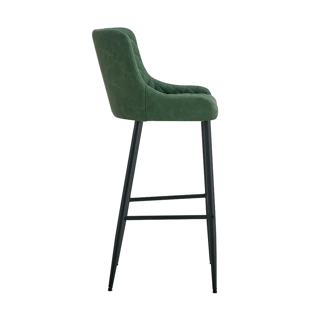 MATEO - Green Leather Bar Stool (65 cm & 75 cm)