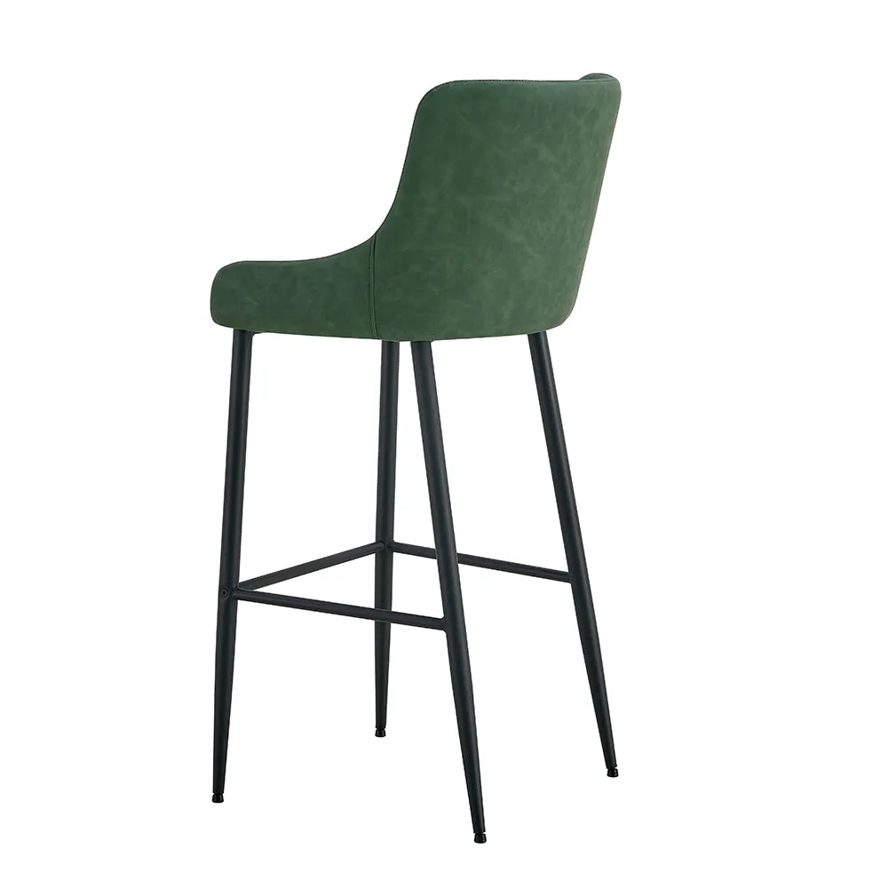 MATEO - Green Leather Bar Stool (65 cm & 75 cm)