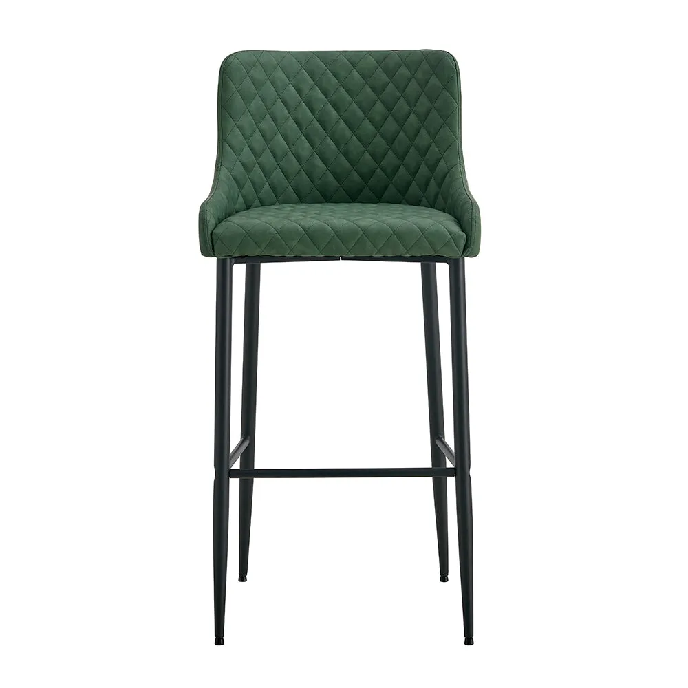 MATEO - Green Leather Bar Stool (65 cm & 75 cm)