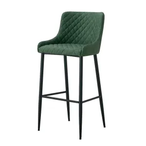 MATEO - Green Leather Bar Stool (65 cm & 75 cm)