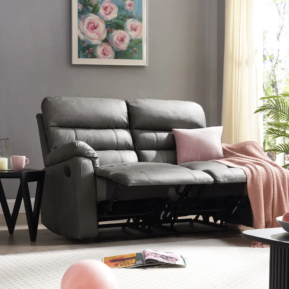 Maxwell Grey Air Leather 2 Seater Recliner Sofa