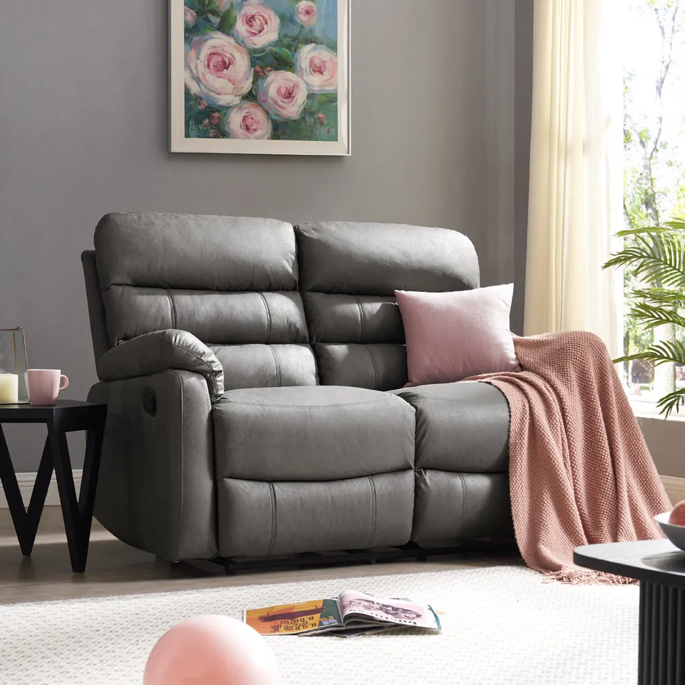 Maxwell Grey Air Leather 2 Seater Recliner Sofa