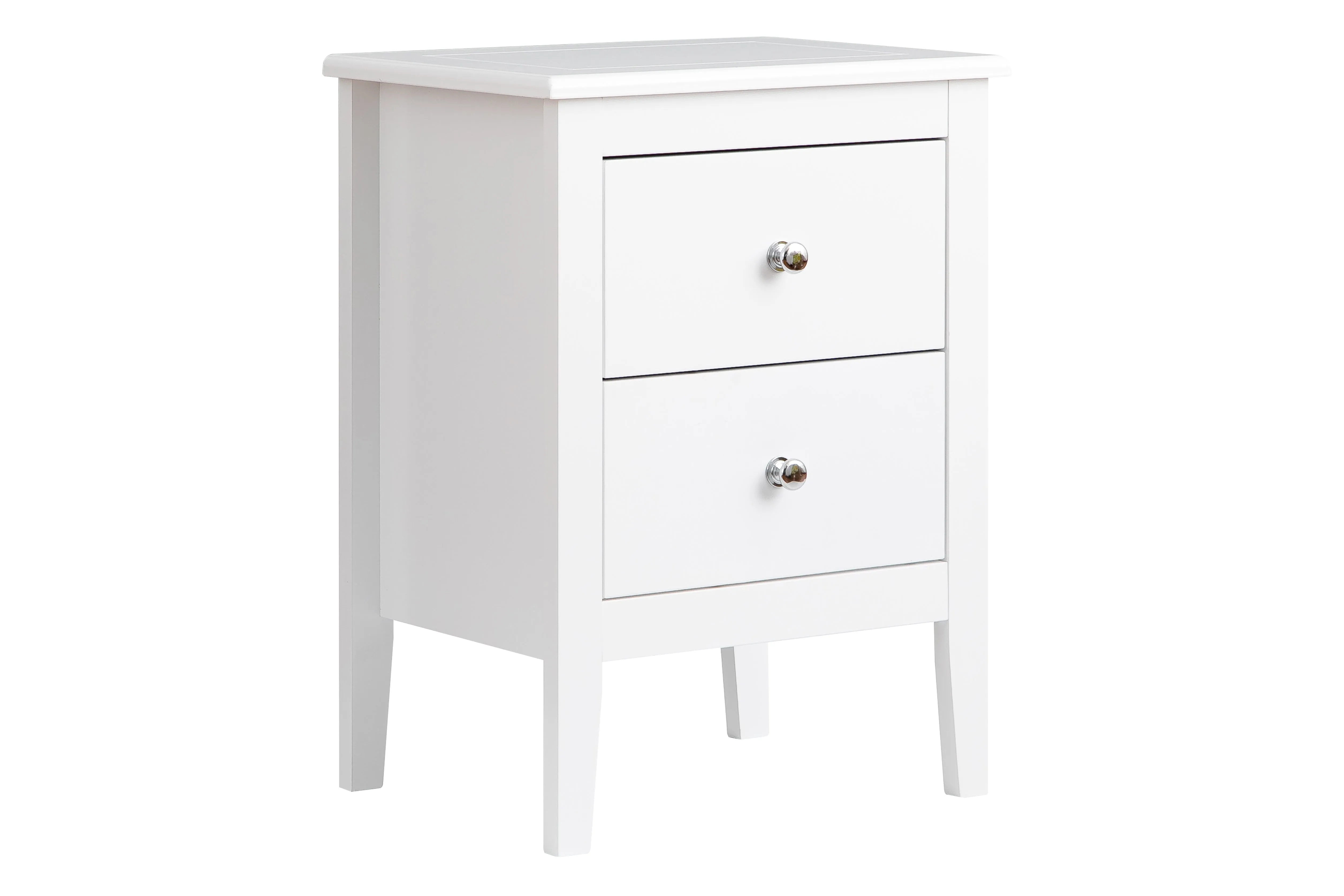 Melia Bedside Table, Nightstand, Lamp Desk for Bedroom (White, 2 Drawer)