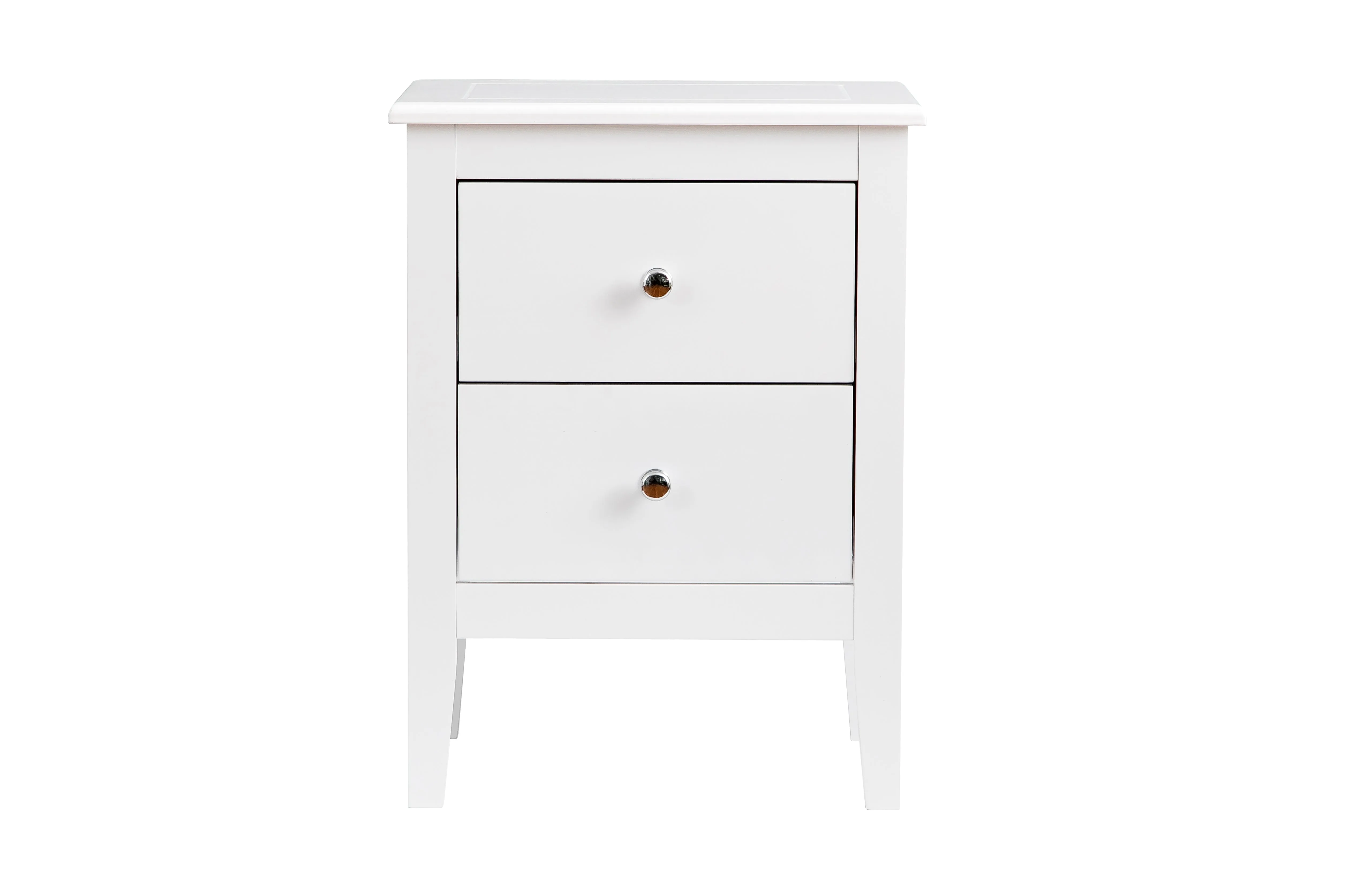 Melia Bedside Table, Nightstand, Lamp Desk for Bedroom (White, 2 Drawer)