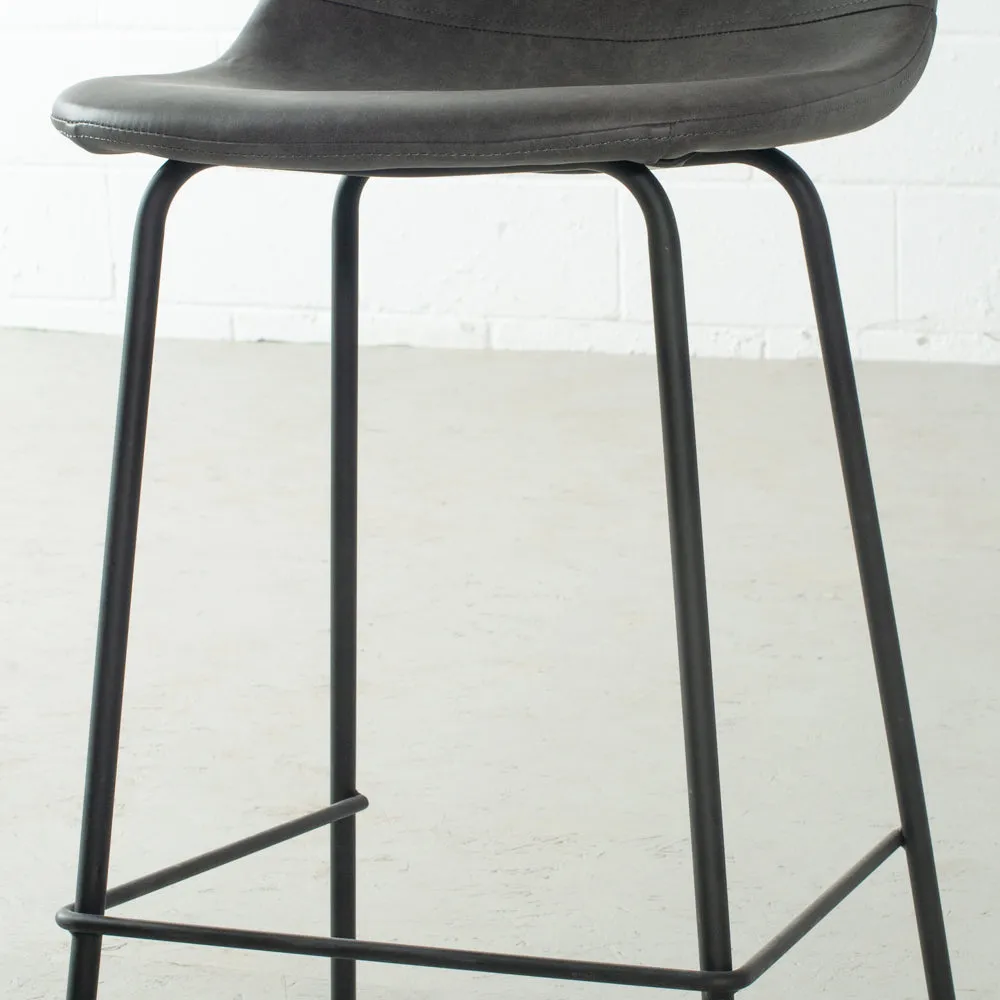 MILAN - Dark Grey Leather Bar Stool