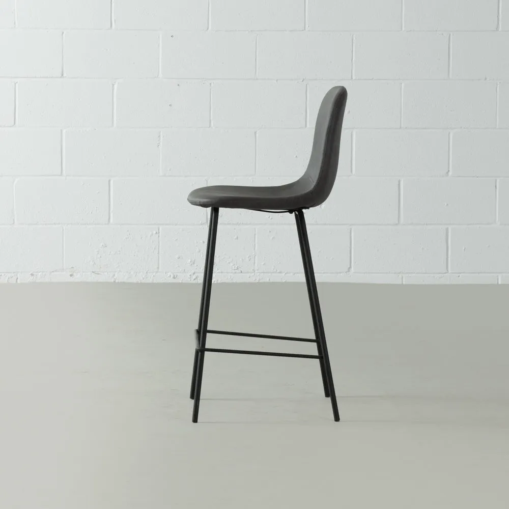 MILAN - Dark Grey Leather Bar Stool