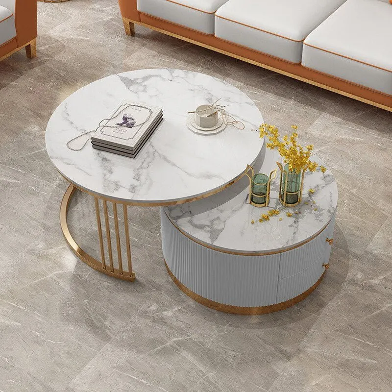 Modern Marble TV Cabinet - Small Coffee Table Combo