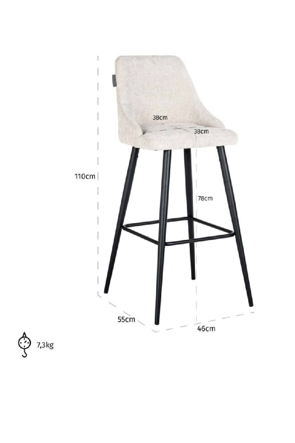 Modern Minimalist Bar Stools (2) | OROA Brooke