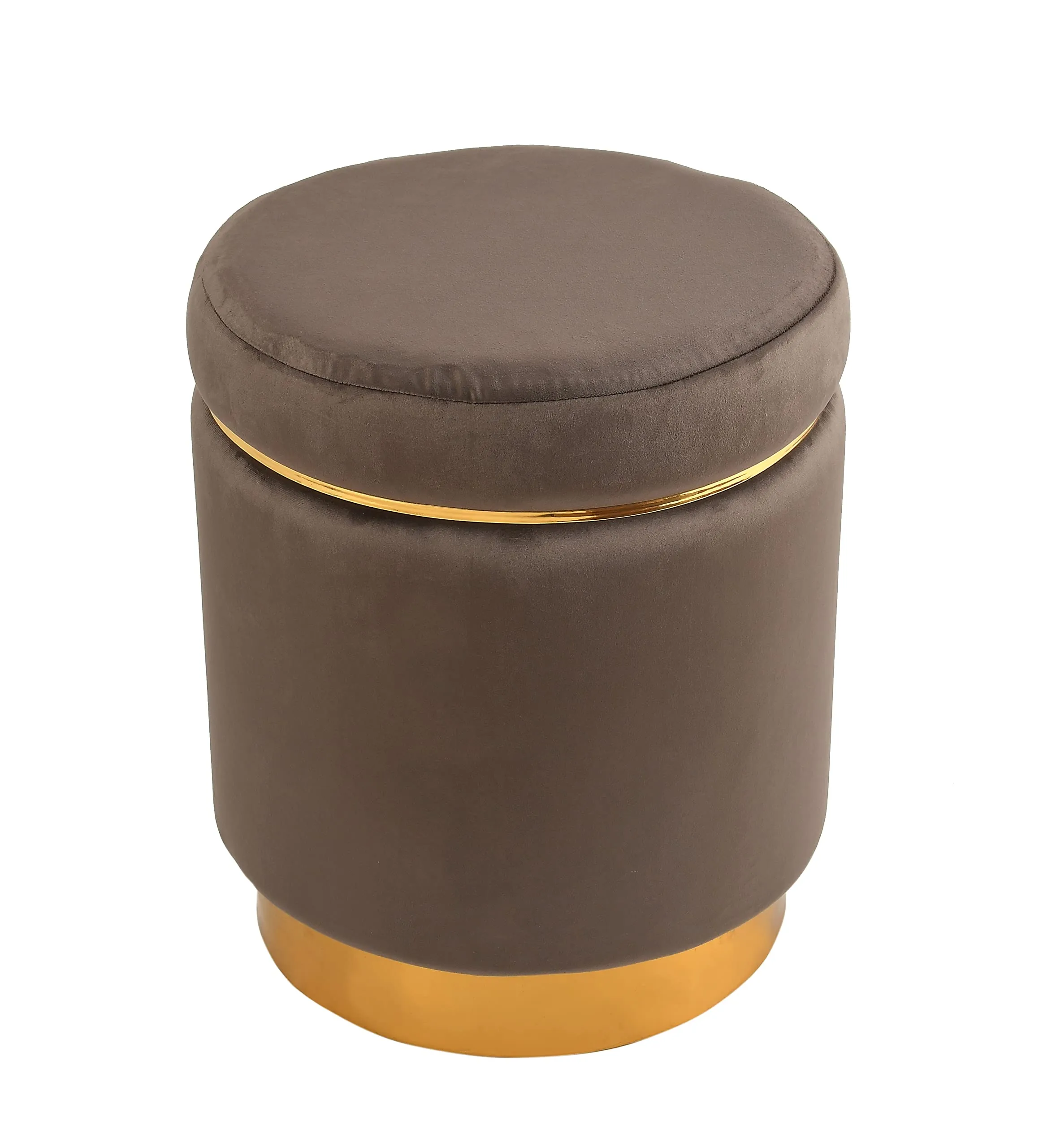 NACIA Ottoman Pouffee Stool for Dressing Table Sitting Stool Wooden Velvet Puffy Stool Footrest Footstool Pouf for Home Office Décor Furniture for Living Room, 16x16x18 in, Coffee