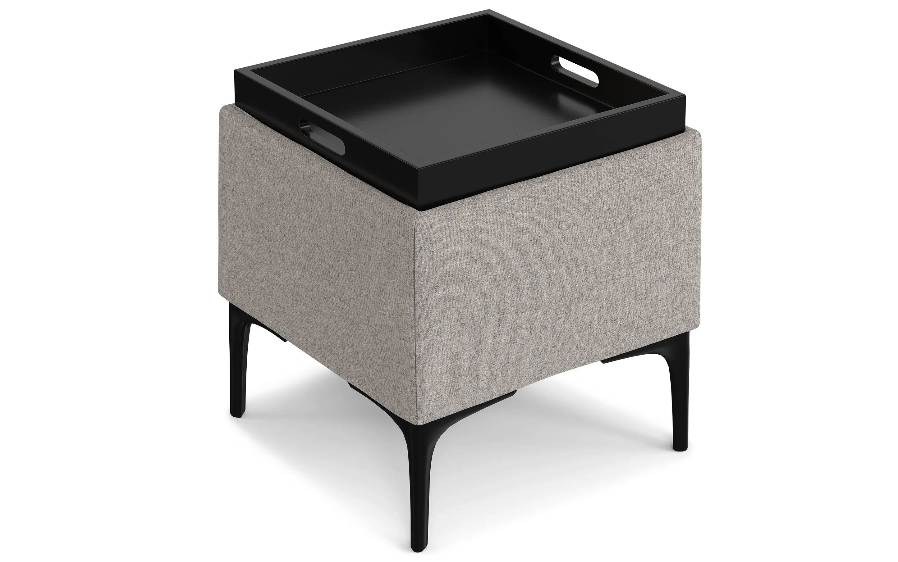 Natasha Storage Ottoman with Tray in Linen