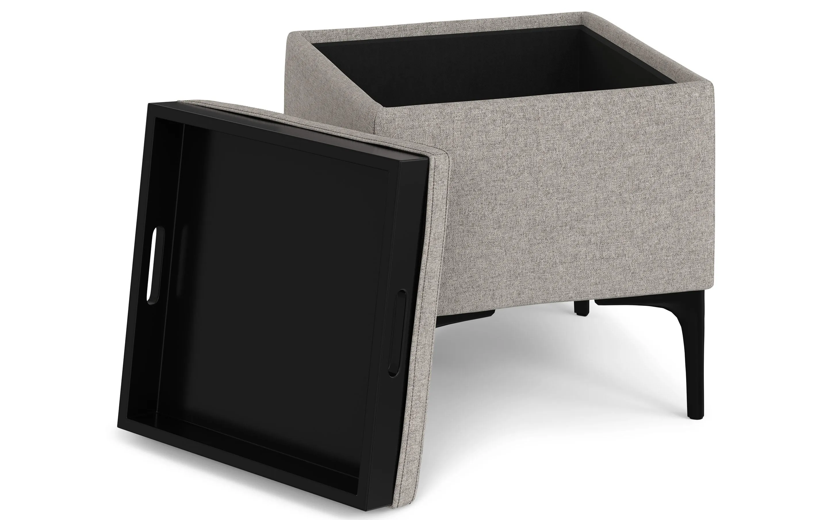 Natasha Storage Ottoman with Tray in Linen