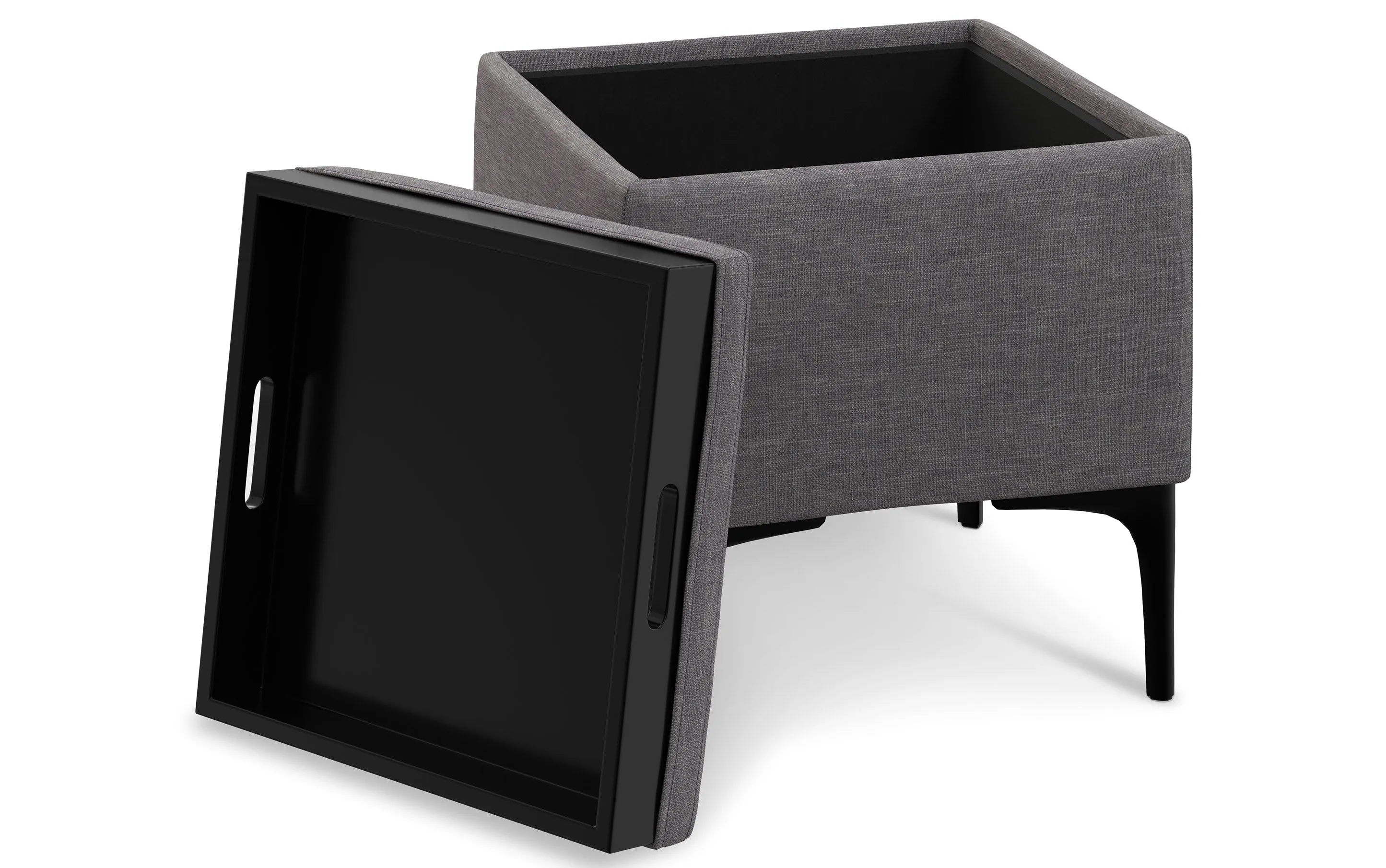 Natasha Storage Ottoman with Tray in Linen