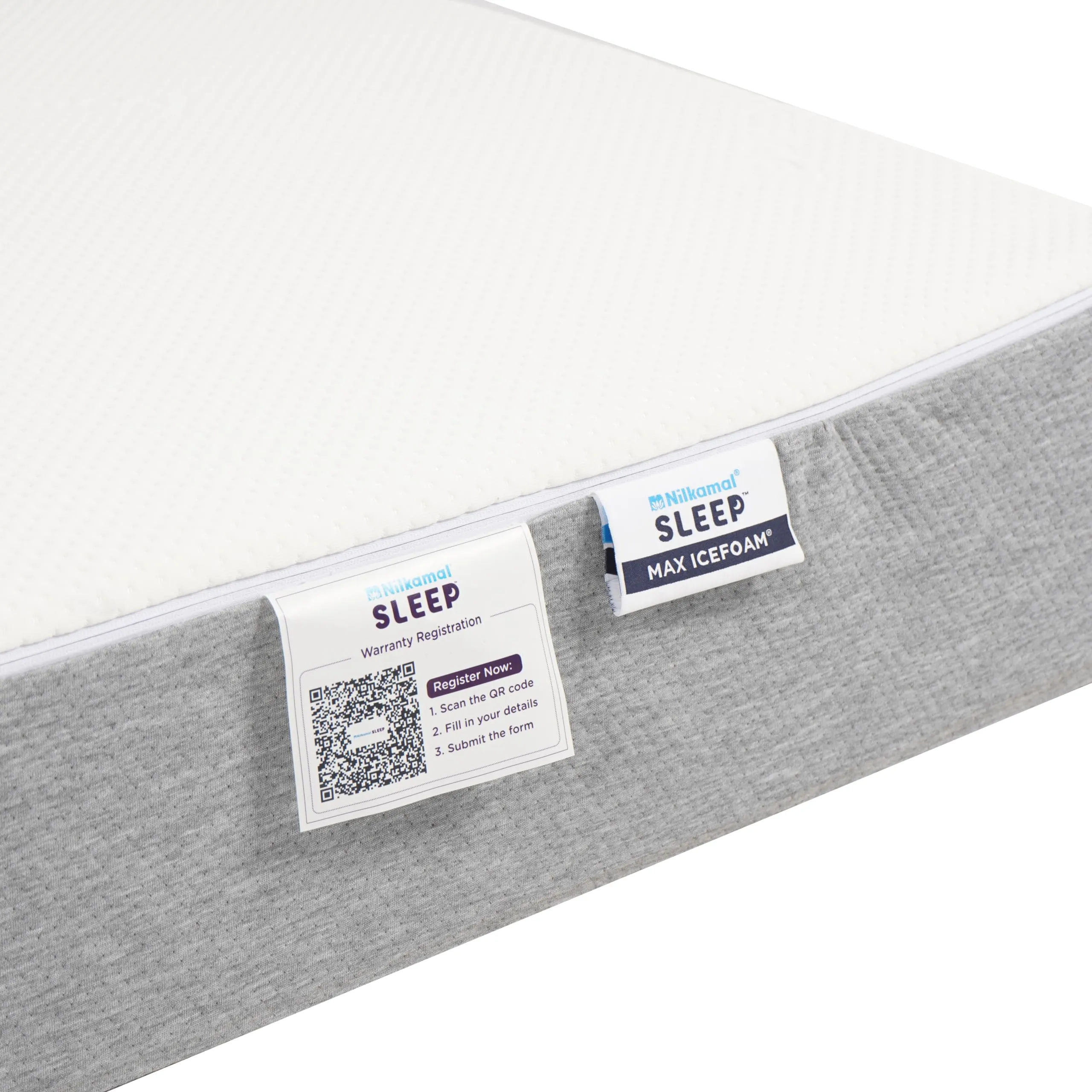 Nilkamal SLEEP Max ICEFOAM™ 8 Inch Triple Layer Orthopaedic Mattress, Ideal for Back and Neck Support with Soft Tencel Cover, King Size Luxury Mattress (75x72x8, Grey & White)