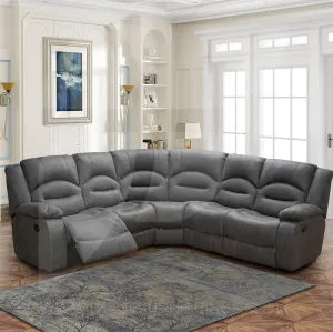 Novella Grey Faux Leather Fabric Corner Sofa