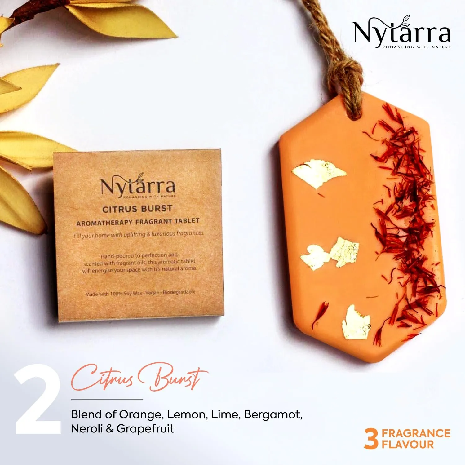 Nytarra Wax Wardrobe Air Freshener Bar Combo (Citrus Burst,Calming White Tea, Floral Sage) Aromatherapy Fragrance Handmade Wax Tablets, Scented Sachet for Closets, Drawers - (Combo)