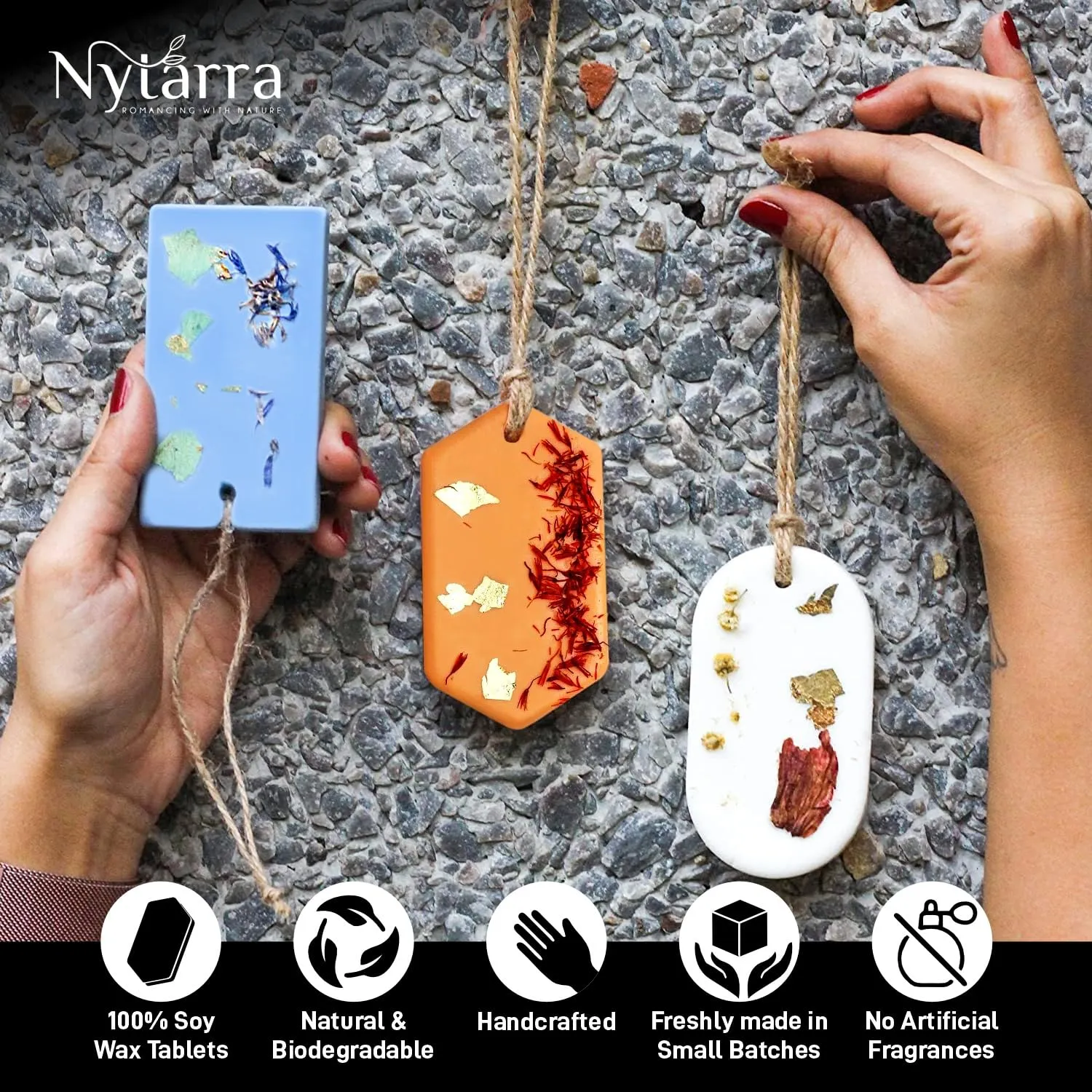 Nytarra Wax Wardrobe Air Freshener Bar Combo (Citrus Burst,Calming White Tea, Floral Sage) Aromatherapy Fragrance Handmade Wax Tablets, Scented Sachet for Closets, Drawers - (Combo)