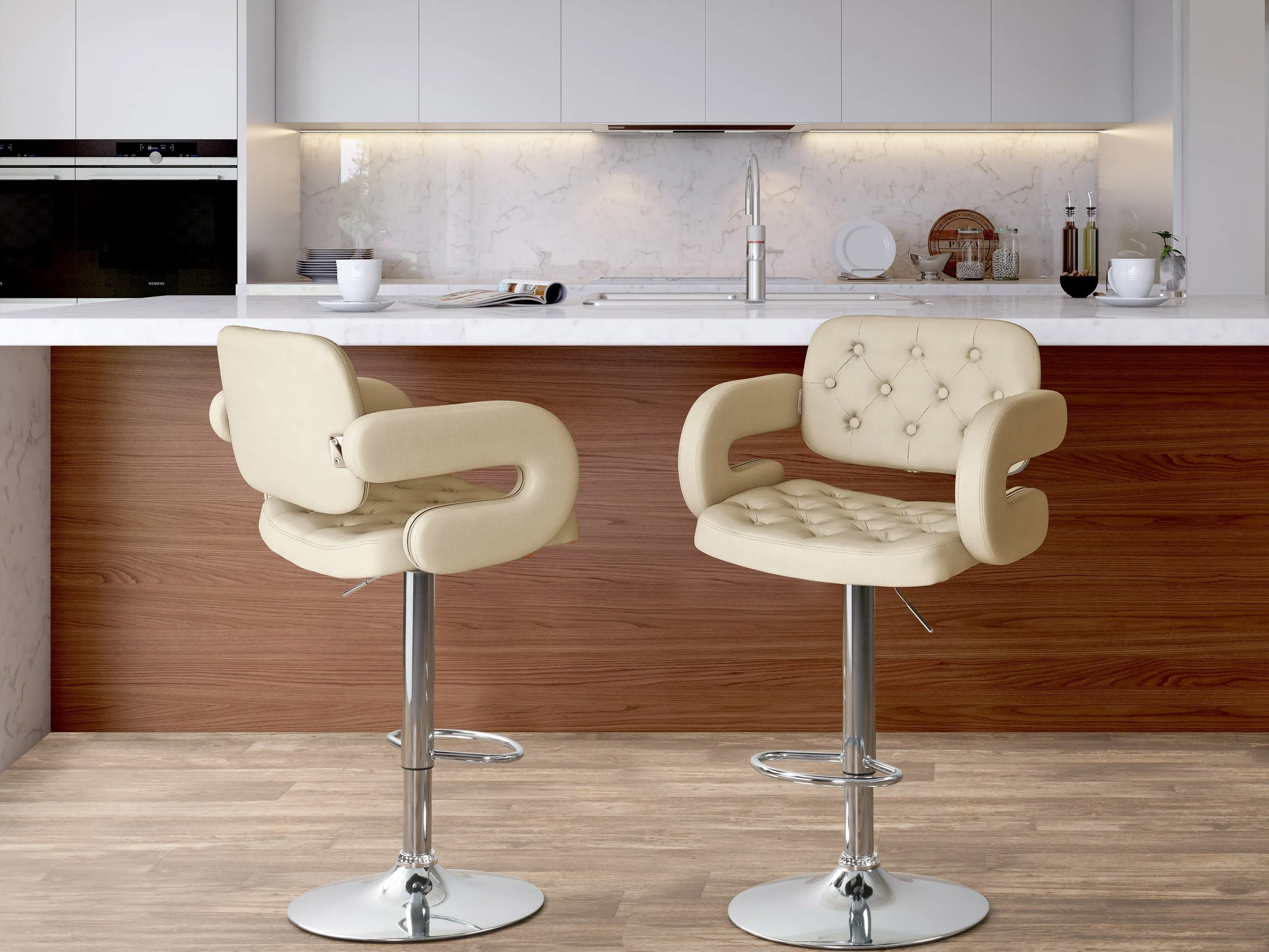 Oatmeal Bar Stools with Arms, Set of 2