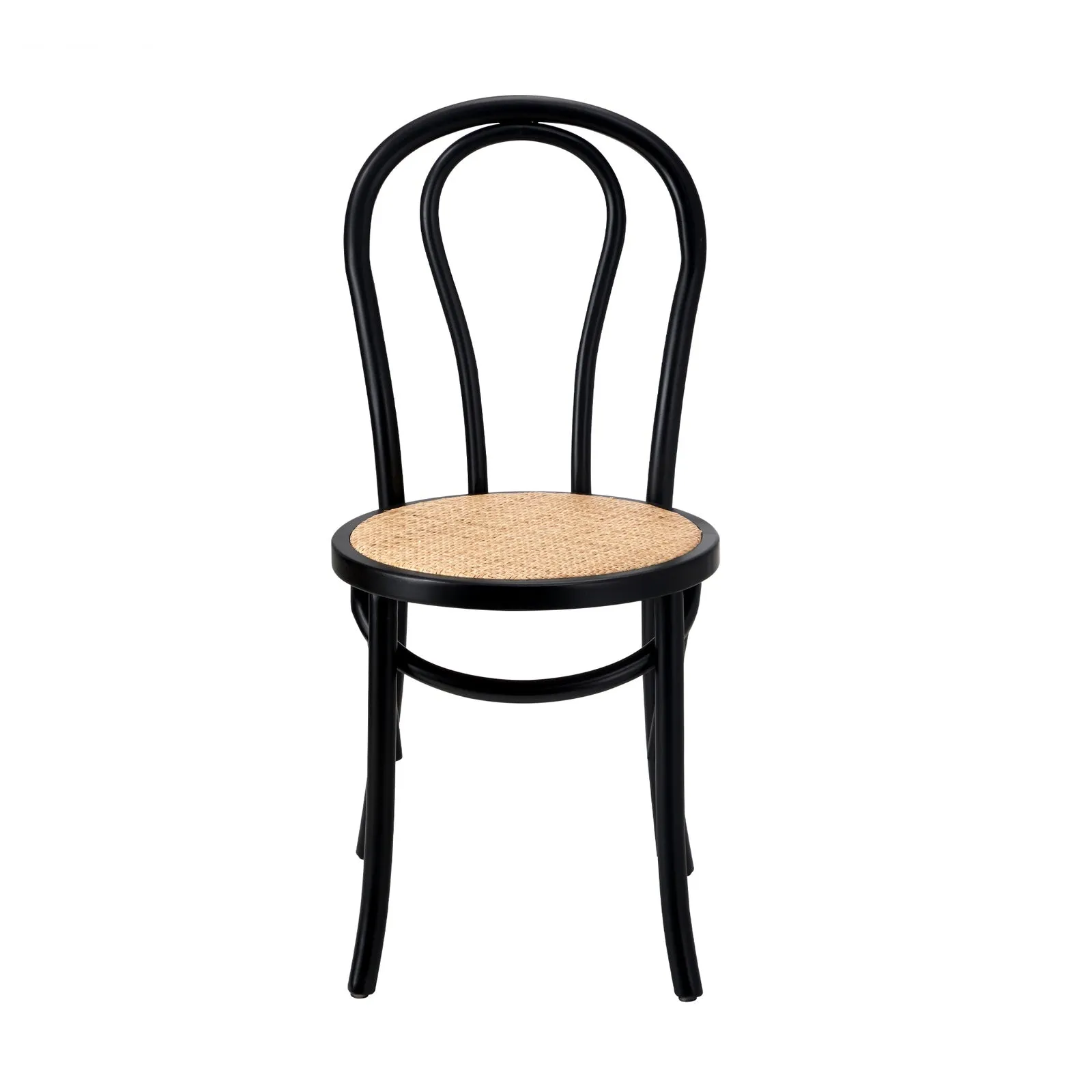 Oikiture Dining Chair Solid Wooden Chairs Ratan Seat Black