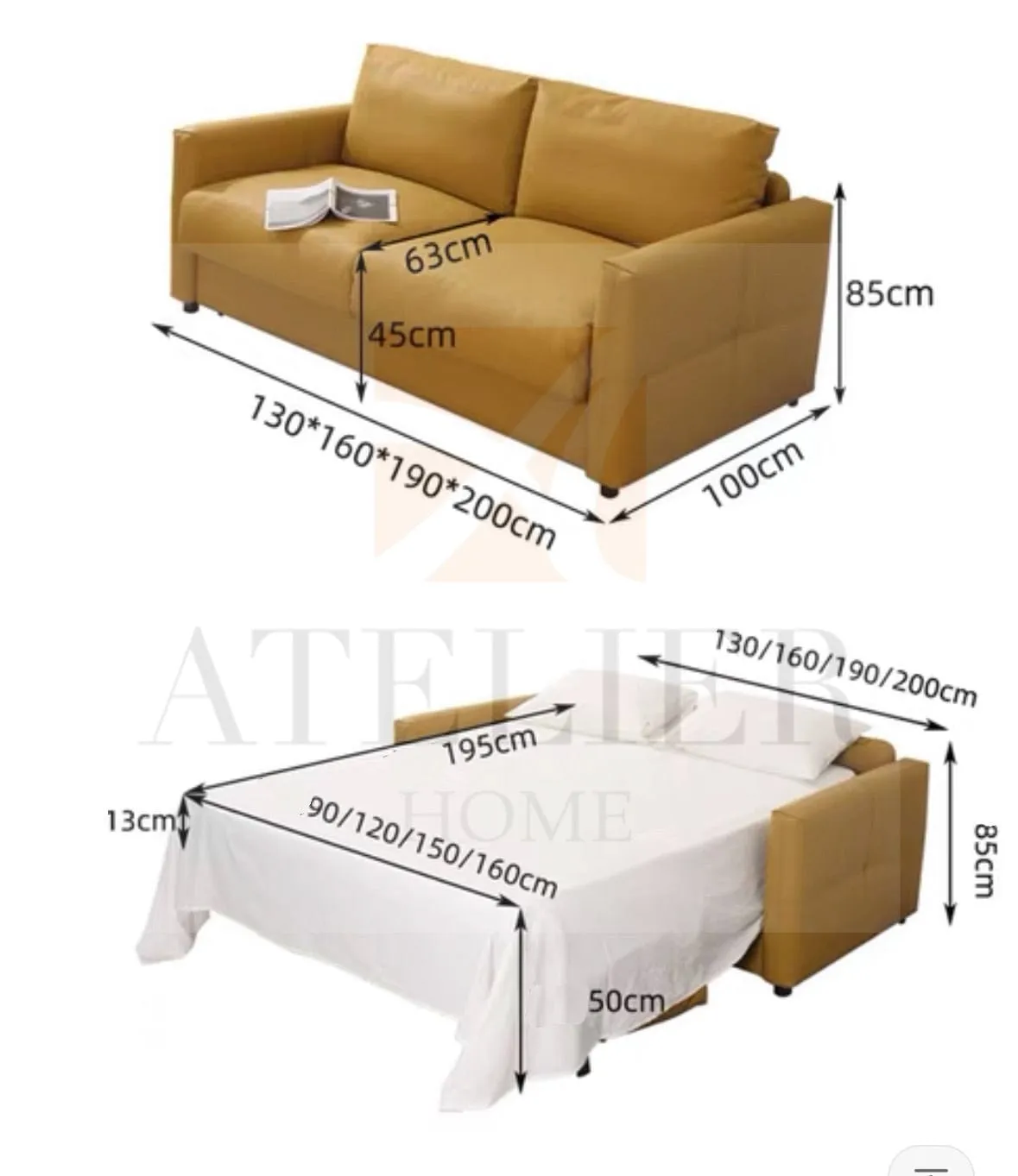 Ray Scratch Resistant Foldable Sofa Bed with Mattress