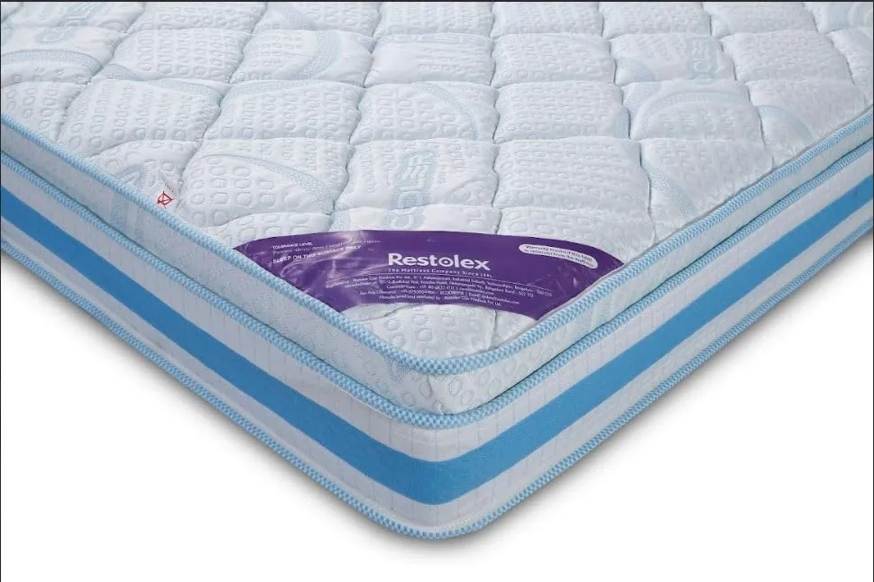 Restolex Silver Breeze 6"-Supportive Spring Pocket Mattress-Sky blue-75 X 66 X 6