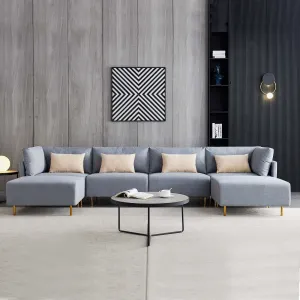 River Quinn Comfy 6 Piece Sofa Sectional and Ottomans