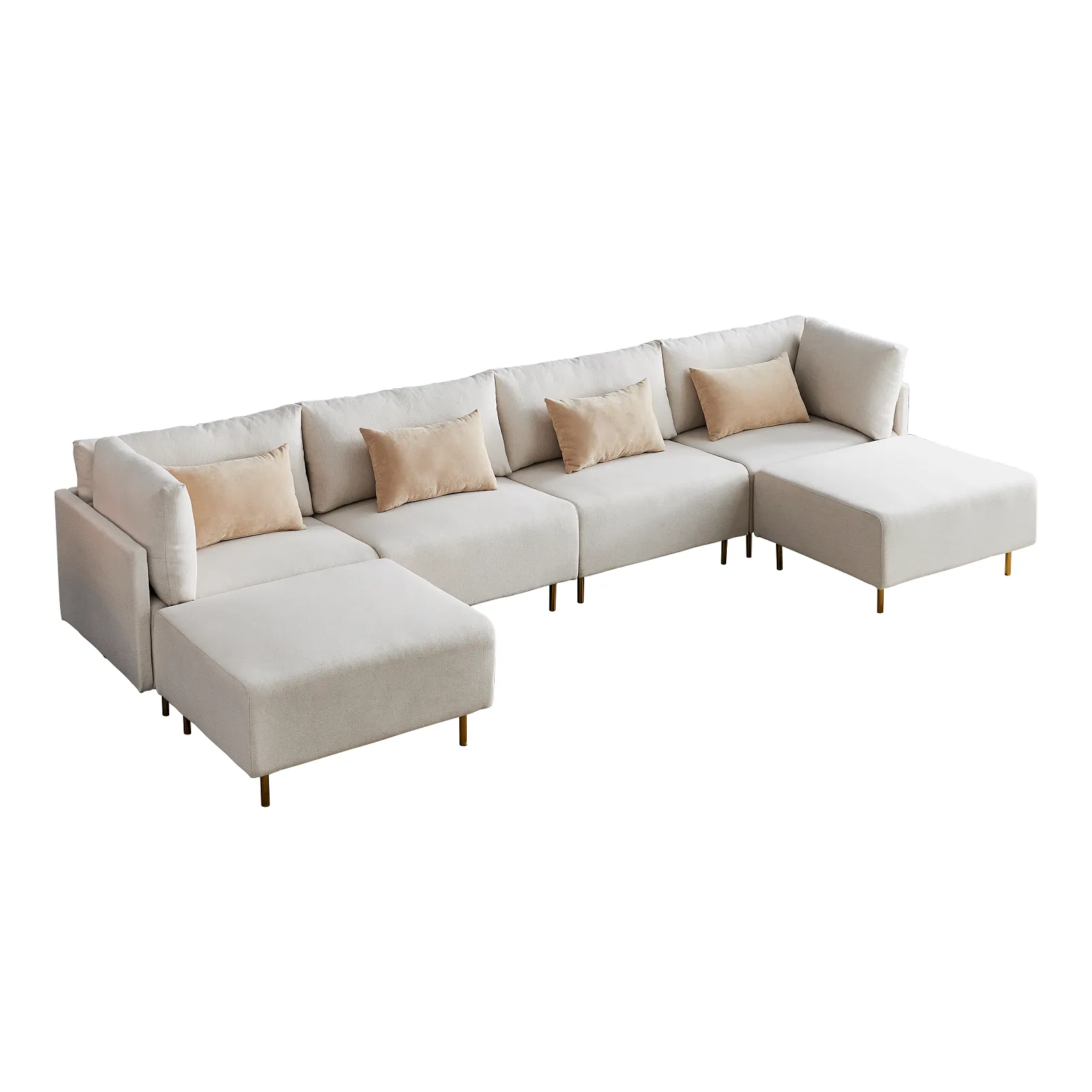 River Quinn Comfy 6 Piece Sofa Sectional and Ottomans