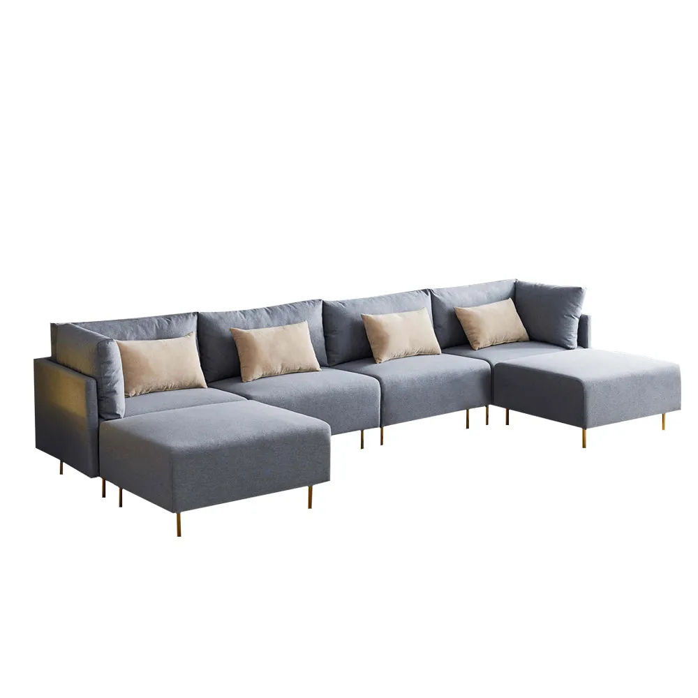 River Quinn Comfy 6 Piece Sofa Sectional and Ottomans