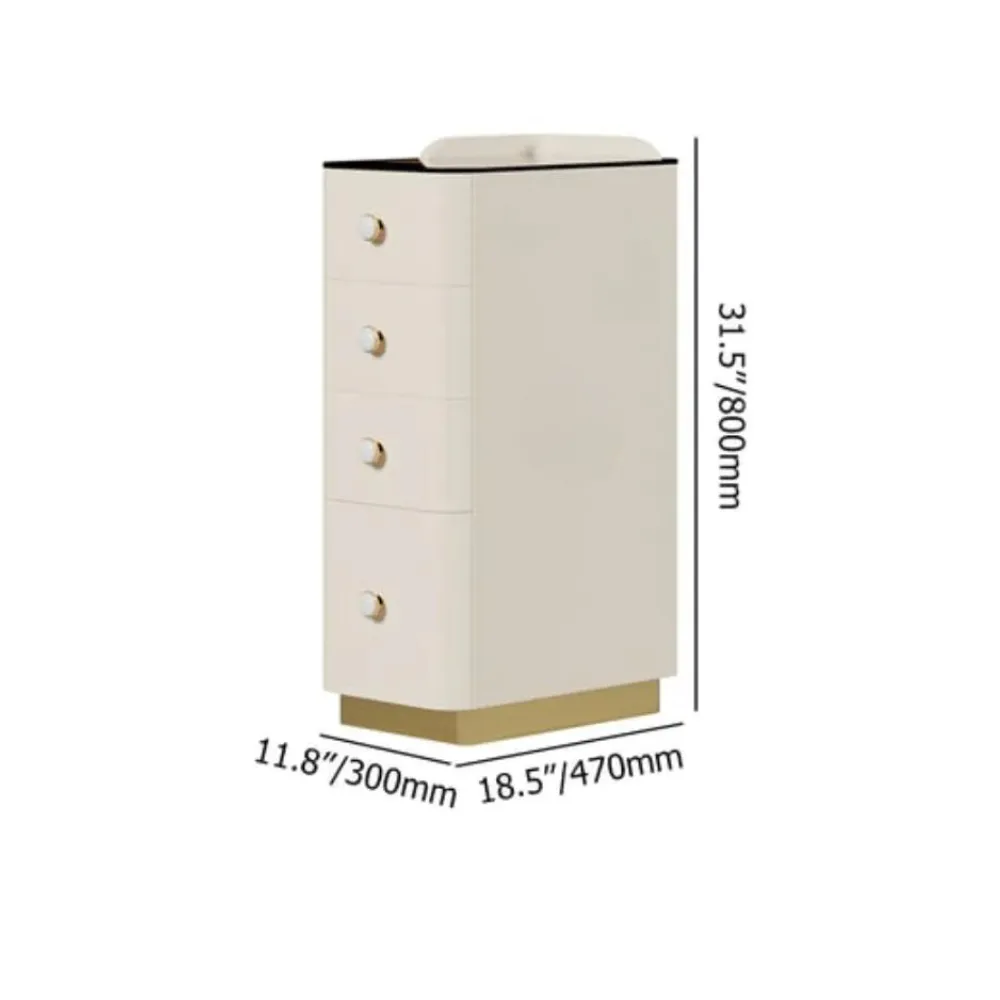 Rocco PU Polished 4 Drawer Bedside